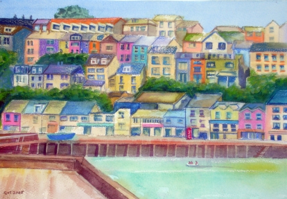 watercolour painting of Brixham Harbour