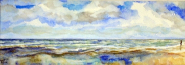 watercolour painting of Mablethorpe beach