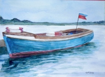 watercolour painting of a rowing boat